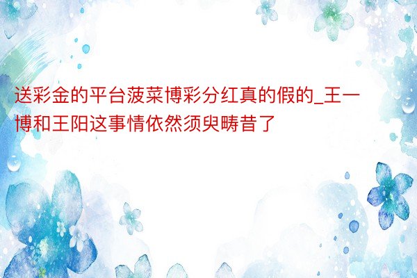 送彩金的平台菠菜博彩分红真的假的_王一博和王阳这事情依然须臾畴昔了